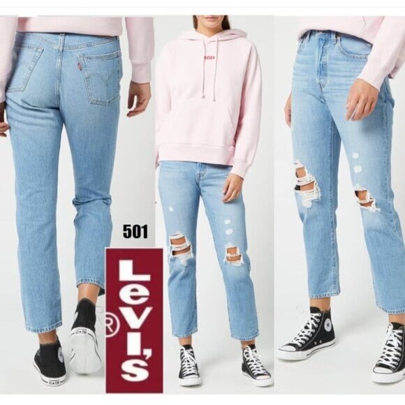 Levi's 501 High Waist Jeans distressed, cropped Size 26 - Picture 1 of 16